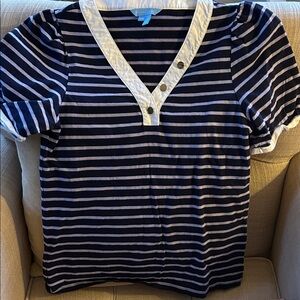 Draper James Navy and lavender Striped Top